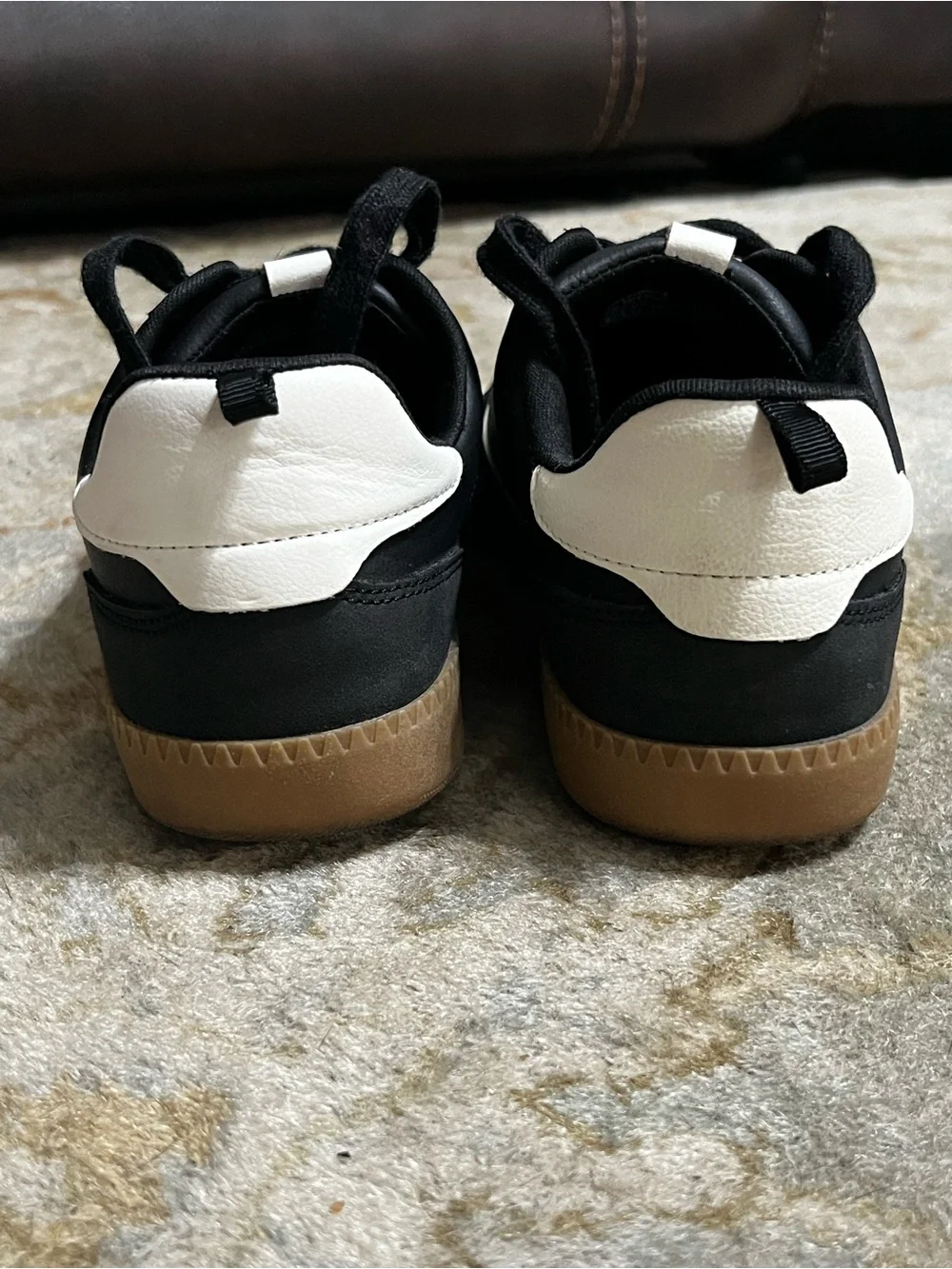 Boys Black Sneakers with White Stripe and Gum Sole, worn once
